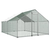 VEVOR Large Metal Chicken Coop, 9.8 x 13.1 x 6.6 ft, Walk-in Chicken Runs with Waterproof Cover, Spire Roof Hen House Enclosure with Lock, Outdoor Duck Rabbit Cage Poultry Pen for Backyard, Farm, Yard