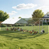 VEVOR Large Metal Chicken Coop, 9.8 x 26.2 x 6.6 ft, Walk-in Chicken Runs with Waterproof Cover, Spire Roof Hen House Enclosure with Lock, Outdoor Duck Rabbit Cage Poultry Pen for Backyard, Farm, Yard