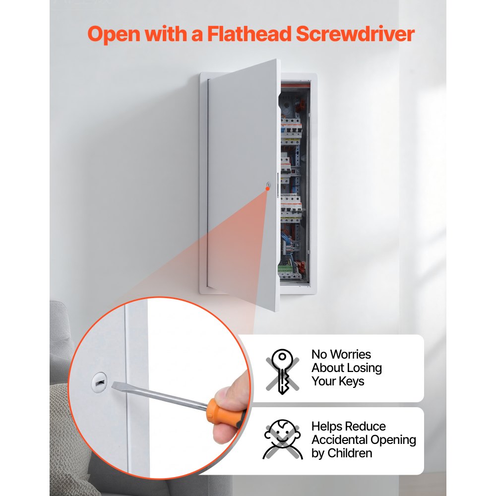 VEVOR Access Panel for Drywall, 25.3 x 13.3 in Galvanized Steel Access Door, Easy Install Hinged Service Panel with Screwdriver Latch, for Ceiling Plumbing Electrical, 12.4 x 24.4 in Cutout Size White