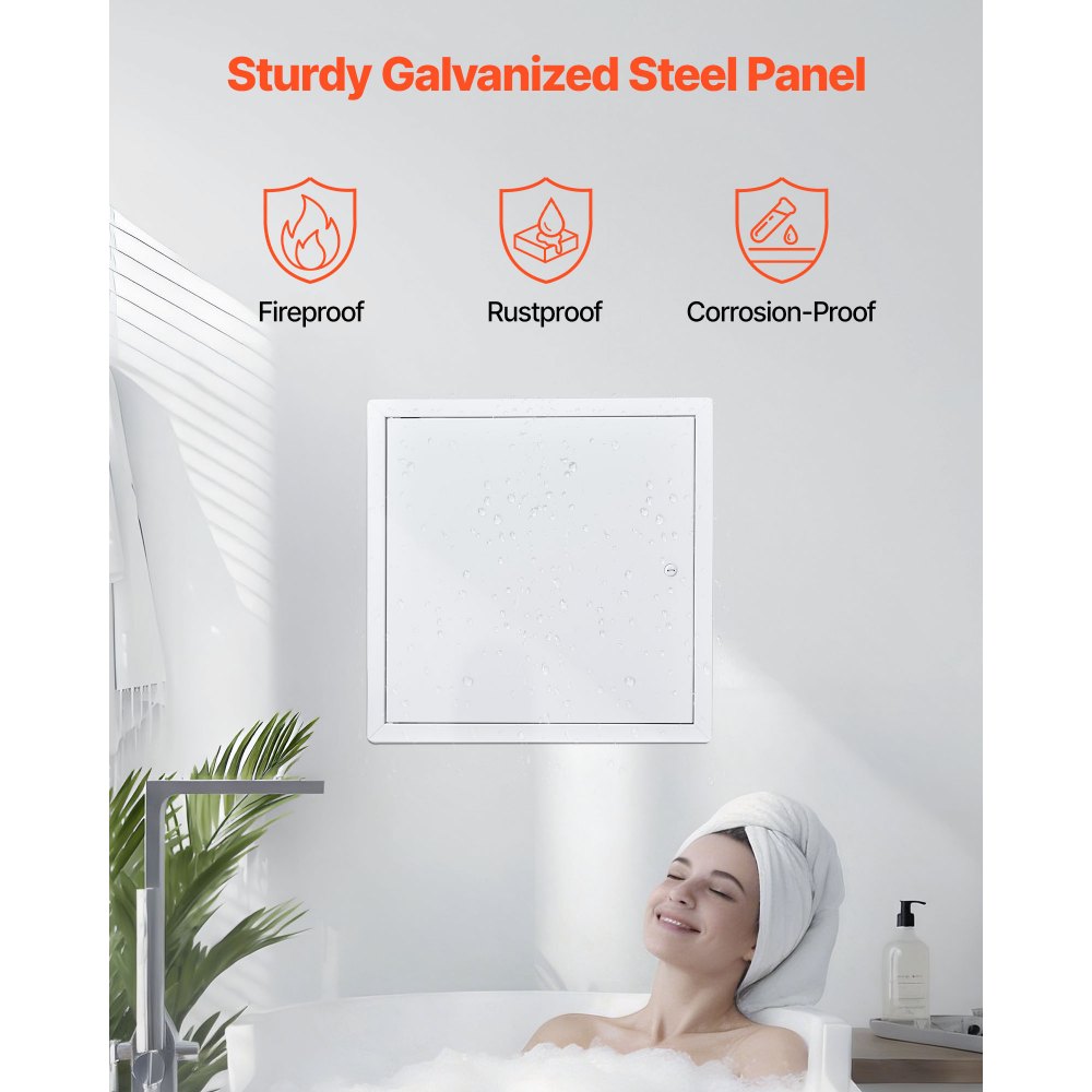 VEVOR Access Panel for Drywall, 15.2 x 15.2 in Galvanized Steel Access Door, Easy Install Hinged Service Panel with Screwdriver Latch, for Ceiling Plumbing Electrical, 14.4 x 14.4 in Cutout Size White