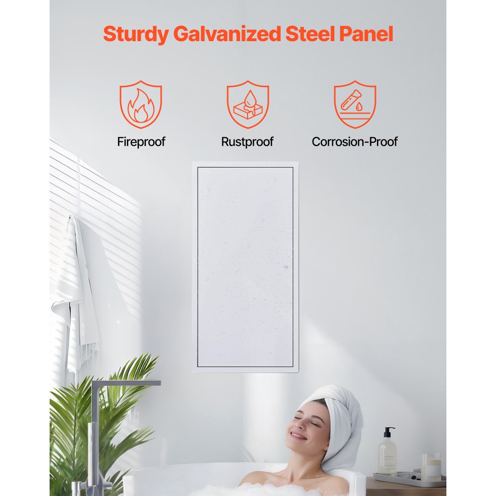 VEVOR Access Panel for Drywall, 30.3 x 15.2 in Galvanized Steel Access Door, Easy Install Hinged Service Panel with Screwdriver Latch, for Ceiling Plumbing Electrical, 14.4 x 29.4 in Cutout Size White