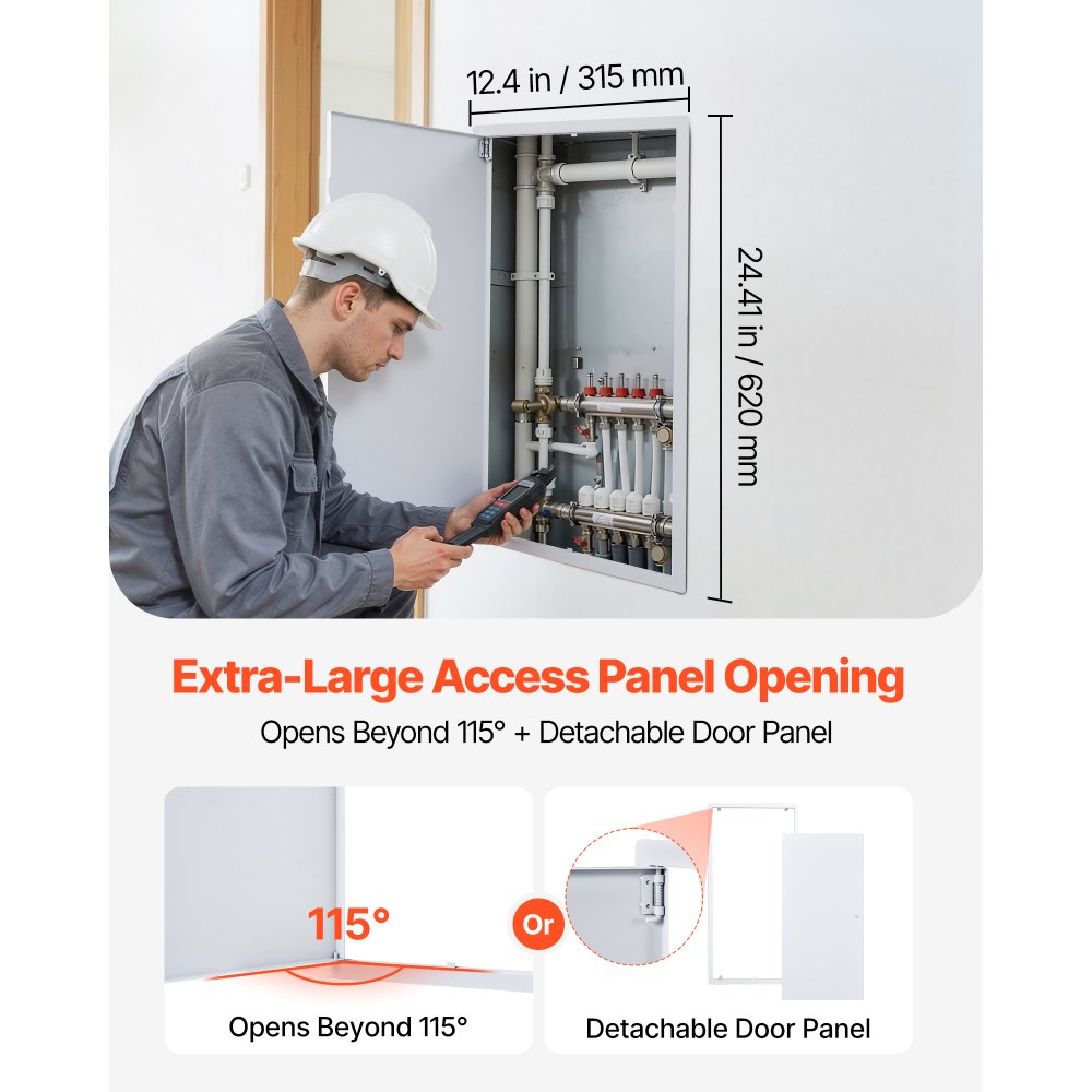 VEVOR Access Panel for Drywall, 30.3 x 15.2 in Galvanized Steel Access Door, Easy Install Hinged Service Panel with Screwdriver Latch, for Ceiling Plumbing Electrical, 14.4 x 29.4 in Cutout Size White