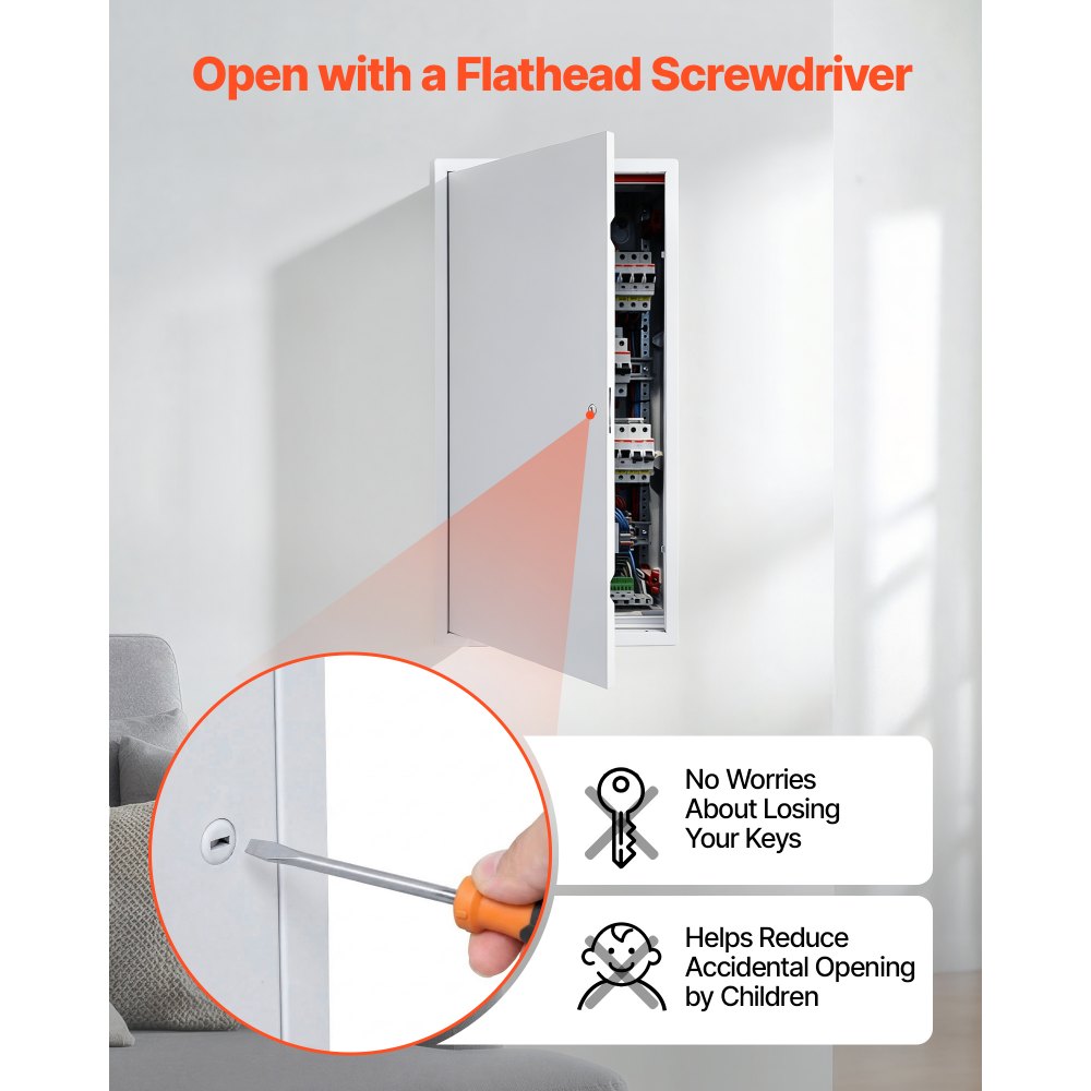 VEVOR Access Panel for Drywall, 30.3 x 15.2 in Galvanized Steel Access Door, Easy Install Hinged Service Panel with Screwdriver Latch, for Ceiling Plumbing Electrical, 14.4 x 29.4 in Cutout Size White