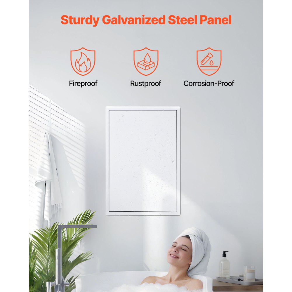 VEVOR Access Panel for Drywall, 25.3 x 17.2 in Galvanized Steel Access Door, Easy Install Hinged Service Panel with Screwdriver Latch, for Ceiling Plumbing Electrical, 16.4 x 24.4 in Cutout Size White