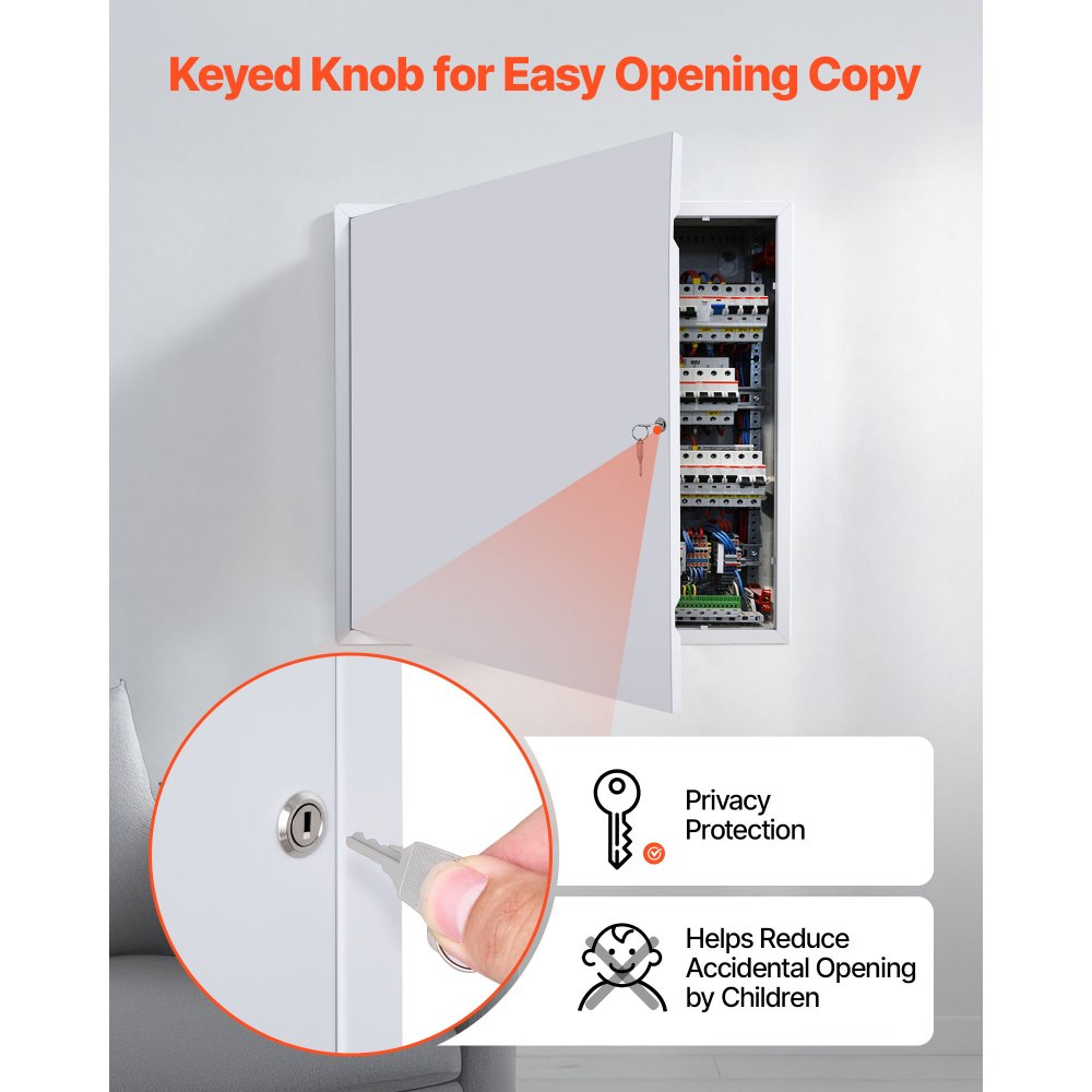 VEVOR Access Panel for Drywall, 25.2 x 25.2 in Galvanized Steel Access Door, Easy Install Hinged Service Panel with Key, for Ceiling Plumbing Electrical, 24.4 x 24.4 in Cutout Size, White