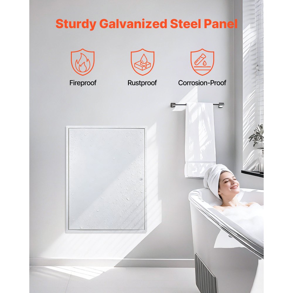 VEVOR Access Panel for Drywall, 33.2 x 25.2 in Galvanized Steel Access Door, Easy Install Hinged Service Panel with Screwdriver Latch, for Ceiling Plumbing Electrical, 24.4 x 32.4 in Cutout Size White