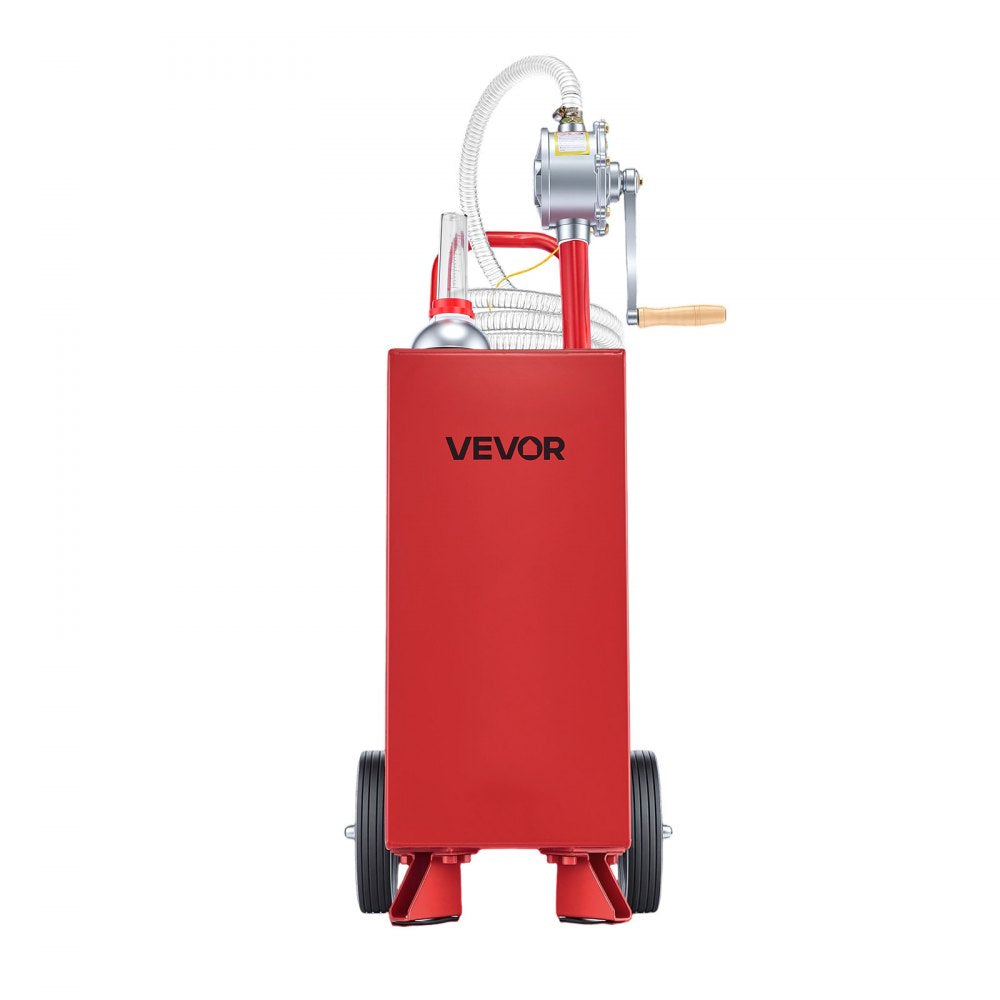 VEVOR 15 Gallon Fuel Gas Caddy, Carbon Steel, Portable Fuel Transfer Storage Tank with Manual Pump & Rolling Wheels, Gasoline Diesel Can Container, for Cars, Lawn Mowers, ATVs, Boats, Motorcycles, Red