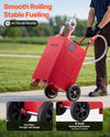 VEVOR 15 Gallon Fuel Gas Caddy, Carbon Steel, Portable Fuel Transfer Storage Tank with Manual Pump & Rolling Wheels, Gasoline Diesel Can Container, for Cars, Lawn Mowers, ATVs, Boats, Motorcycles, Red