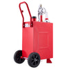 VEVOR 15 Gallon Fuel Gas Caddy, Carbon Steel, Portable Fuel Transfer Storage Tank with Manual Pump & Rolling Wheels, Gasoline Diesel Can Container, for Cars, Lawn Mowers, ATVs, Boats, Motorcycles, Red