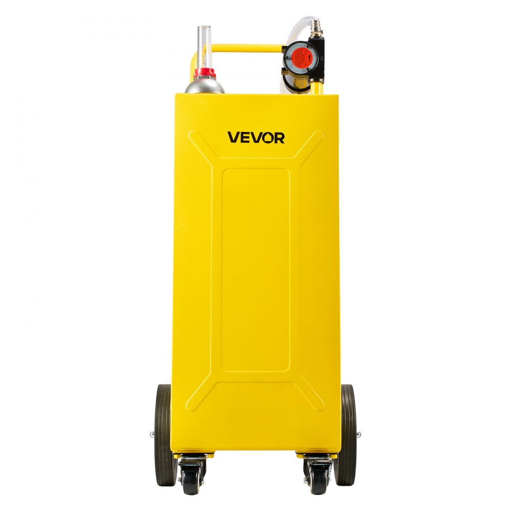 VEVOR 30 Gallon Diesel Caddy, Carbon Steel, Portable Diesel Transfer Storage Tank with Electric Pump, 4 Rolling Wheels, Transfer Can Container, for Tractors, Forklifts, Loaders, Farm Equipment, Yellow