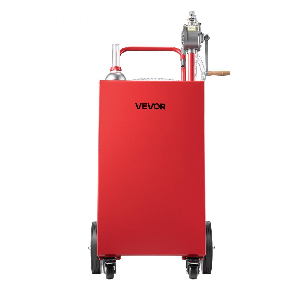 VEVOR 40 Gallon Fuel Gas Caddy, Carbon Steel, Portable Fuel Transfer Storage Tank with Manual Pump and 4 Wheels, Gasoline Diesel Can Container, for Cars, Lawn Mowers, ATVs, Boats, Motorcycles, Red