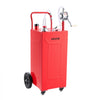 VEVOR 35 Gallon Fuel Gas Caddy, Carbon Steel, Portable Fuel Transfer Storage Tank with Manual Pump and 4 Wheels, Gasoline Diesel Can Container, for Cars, Lawn Mowers, ATVs, Boats, Motorcycles, Red