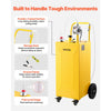 VEVOR 35 Gallon Fuel Gas Caddy, Carbon Steel, Portable Fuel Transfer Storage Tank with Manual Pump & 4 Wheels, Gasoline Diesel Can Container, for Cars, Lawn Mowers, ATVs, Boats, Motorcycles, Yellow