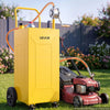 VEVOR 35 Gallon Fuel Gas Caddy, Carbon Steel, Portable Fuel Transfer Storage Tank with Manual Pump & 4 Wheels, Gasoline Diesel Can Container, for Cars, Lawn Mowers, ATVs, Boats, Motorcycles, Yellow