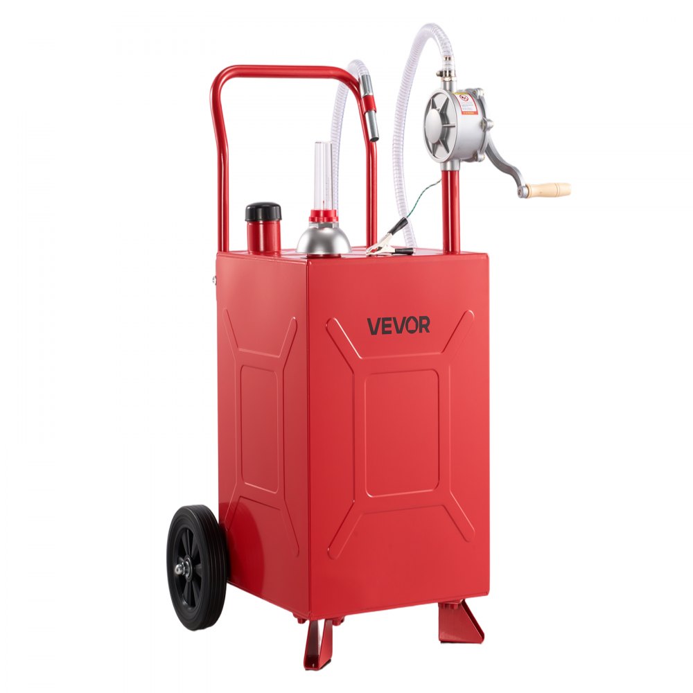 VEVOR 20 Gallon Fuel Gas Caddy, Carbon Steel, Portable Fuel Transfer Storage Tank with Manual Pump & Rolling Wheels, Gasoline Diesel Can Container, for Cars, Lawn Mowers, ATVs, Boats, Motorcycles, Red