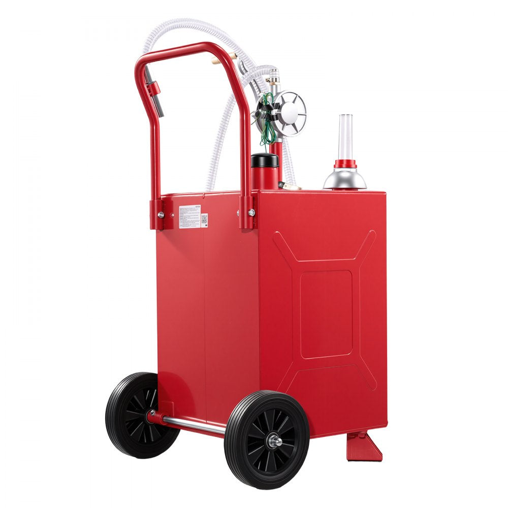 VEVOR 20 Gallon Fuel Gas Caddy, Carbon Steel, Portable Fuel Transfer Storage Tank with Manual Pump & Rolling Wheels, Gasoline Diesel Can Container, for Cars, Lawn Mowers, ATVs, Boats, Motorcycles, Red