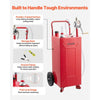 VEVOR 30 Gallon Fuel Gas Caddy, Carbon Steel, Portable Fuel Transfer Storage Tank with Manual Pump & 2 Wheels, Gasoline Diesel Can Container, for Cars, Lawn Mowers, ATVs, Boats, Motorcycles, Red