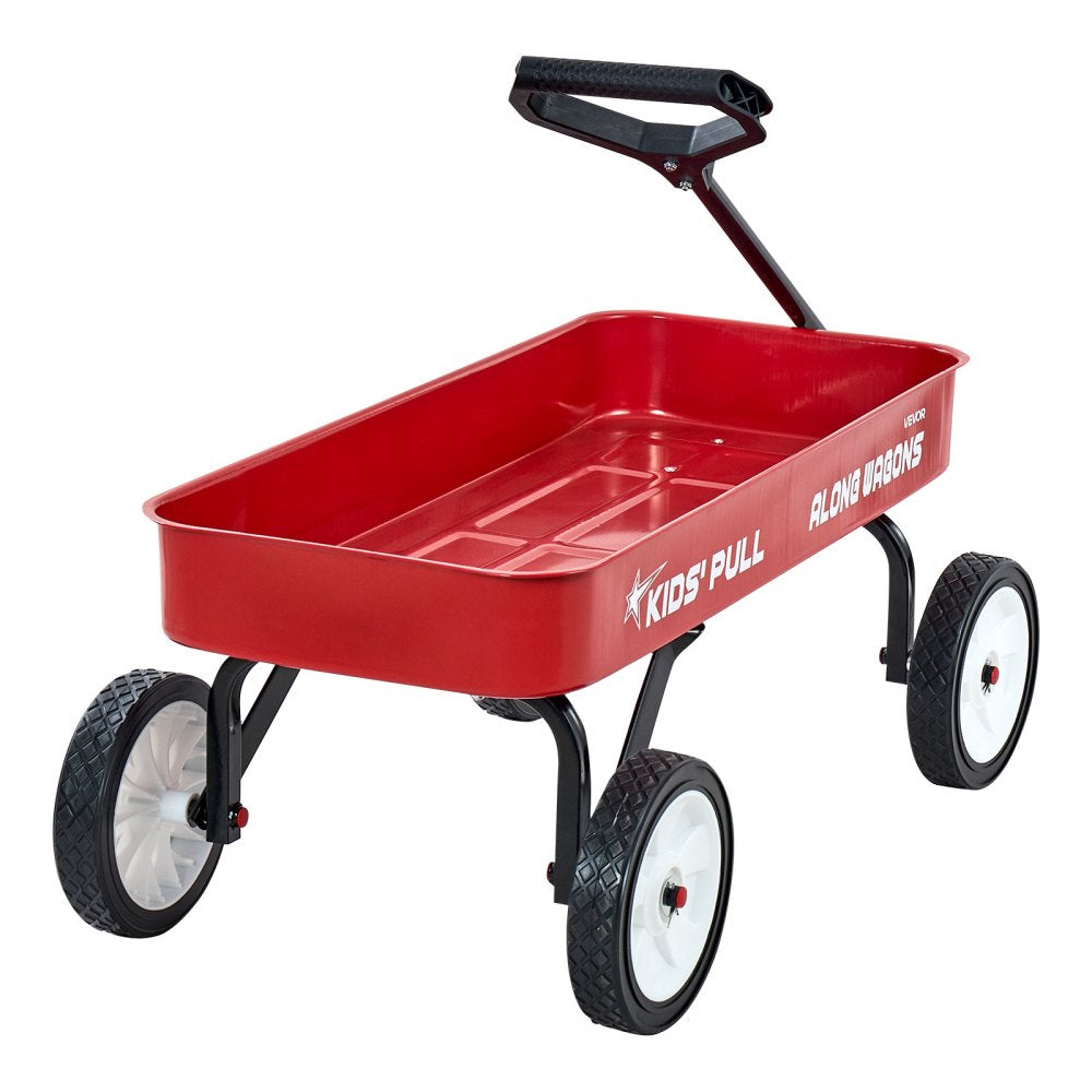VEVOR Pull-Along Wagon for Kids, 39 inch Toddler Wagons, Supports up to 176 lbs, All-Terrain Wagons with Handle, Utility Wagon Cart Birthday Present for Kids Gardening Beach Camping, Red