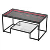 VEVOR Coffee Table, Modern Tempered Glass Coffee Table with Lighting, 2 Tiers Rectangle Glass Center Desk with Open Storage, Minimalist Metal Accent End Desk for Living Room, Office, Easy Assembly