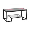 VEVOR Coffee Table, Modern Tempered Glass Coffee Table with Lighting, 2 Tiers Rectangle Glass Center Desk with Open Storage, Minimalist Metal Accent End Desk for Living Room, Office, Easy Assembly