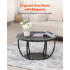 VEVOR Coffee Table, Modern Round Coffee Table, 2 Tiers Wooden Circle Center Desk with Open Storage, Minimalist Sturdy Metal Frame Accent End Desk for Living Room, Office, Easy Assembly, Grey