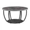 VEVOR Coffee Table, Modern Round Coffee Table, 2 Tiers Wooden Circle Center Desk with Open Storage, Minimalist Sturdy Metal Frame Accent End Desk for Living Room, Office, Easy Assembly, Grey