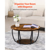 VEVOR Coffee Table, Modern Round Coffee Table, 2 Tiers Wooden Circle Center Desk with Open Storage, Minimalist Sturdy Metal Frame Accent End Desk for Living Room, Office, Easy Assembly, Rustic Brown