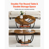 VEVOR Coffee Table, Modern Round Coffee Table, 2 Tiers Wooden Circle Center Desk with Open Storage, Minimalist Sturdy Metal Frame Accent End Desk for Living Room, Office, Easy Assembly, Rustic Brown