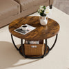 VEVOR Coffee Table, Modern Round Coffee Table, 2 Tiers Wooden Circle Center Desk with Open Storage, Minimalist Sturdy Metal Frame Accent End Desk for Living Room, Office, Easy Assembly, Rustic Brown