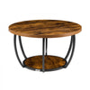 VEVOR Coffee Table, Modern Round Coffee Table, 2 Tiers Wooden Circle Center Desk with Open Storage, Minimalist Sturdy Metal Frame Accent End Desk for Living Room, Office, Easy Assembly, Rustic Brown