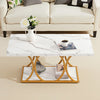 VEVOR Coffee Table, Modern Faux Marble Coffee Table, 2-Tier Rectangle Center Desk with Geometric Legs, Minimalist Sturdy Metal Frame Accent End Desk for Living Room, Office, Easy Assembly, White