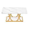 VEVOR Coffee Table, Modern Faux Marble Coffee Table, 2-Tier Rectangle Center Desk with Geometric Legs, Minimalist Sturdy Metal Frame Accent End Desk for Living Room, Office, Easy Assembly, White