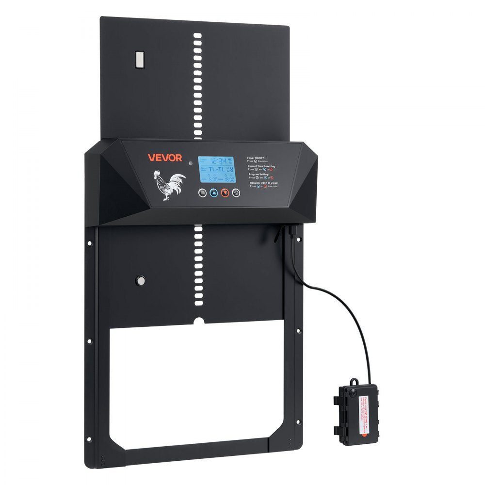 VEVOR Automatic Chicken Coop Door, DC & Battery Powered Chicken Door with LCD Display, Light Sensor, Timer & Manual Setting, Anti-Pinch Security, Durable Aluminum Alloy, Chick Run Gate Opener for Farm