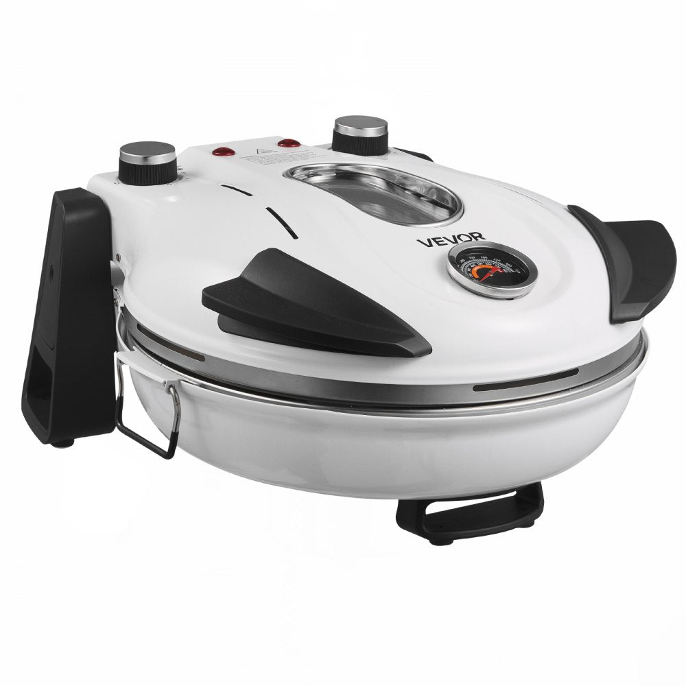 VEVOR Pizza Oven, 12 in Electric Pizza Maker, 1200W Electric Pizzas Cooker with Cordierite Stone, 5-Mode Temperature Control, Viewing Window for Precise Cooking, Heats up to 788 ˚F, for Home (White)