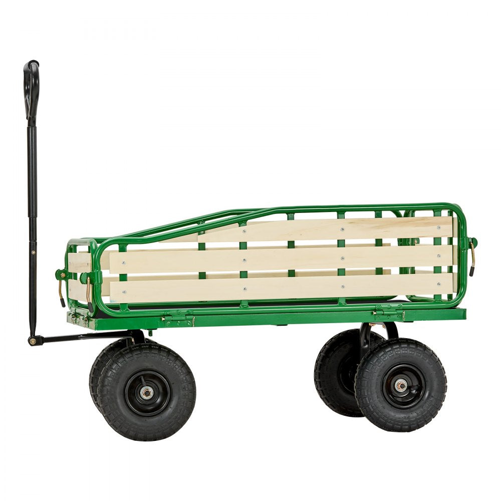 VEVOR Pull-Along Wagon for Kids, 39 in Toddler Wagons with Foldable Wooden Panel & Handle, Supports up to 551 lbs, 10" All-Terrain Tires, Utility Wagon Cart Birthday Present for Kids Gardening Beach