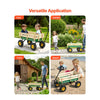 VEVOR Pull-Along Wagon for Kids, 39 inch Toddler Wagons with Wooden Panels & Handle, Supports up to 330 lbs, All-Terrain Utility Wagon Cart Birthday Present for Kids Gardening Beach, Green