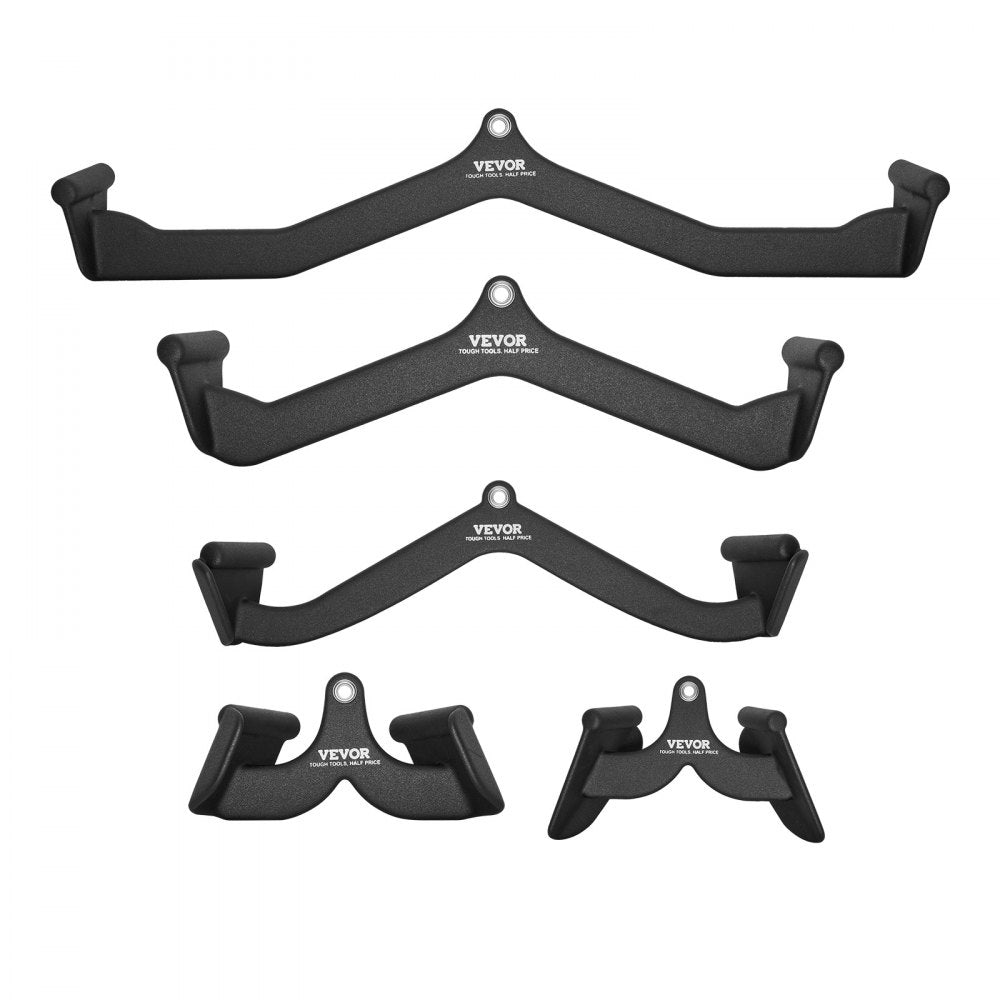 VEVOR LAT Pulldown Attachments, Cable Machine Rowing T-bar V-bar 5 Set, Tricep Pull Down Bar, Back Strength Training Rubber Coated Handle Grip, Bicep Curl Tricep Lat Pulldown Bar for Home Gym Fitness
