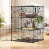 VEVOR Cat Cage 3-Tier 27.99"x27.99"x40.98" DIY Cat Playpen with Hammock, Indoor Enclosure Detachable Metal Wire Kennel Crate, Large Exercise Place Ideal for 1-2 Cats, Kittens and Small Animals, Black