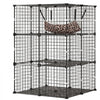 VEVOR Cat Cage 3-Tier 27.99"x27.99"x40.98" DIY Cat Playpen with Hammock, Indoor Enclosure Detachable Metal Wire Kennel Crate, Large Exercise Place Ideal for 1-2 Cats, Kittens and Small Animals, Black