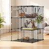VEVOR Cat Cage 3-Tier 27.99"x27.99"x40.98" DIY Cat Playpen with Hammock, Indoor Enclosure Detachable Metal Wire Kennel Crate, Large Exercise Place Ideal for 1-2 Cats, Kittens and Small Animals, Black