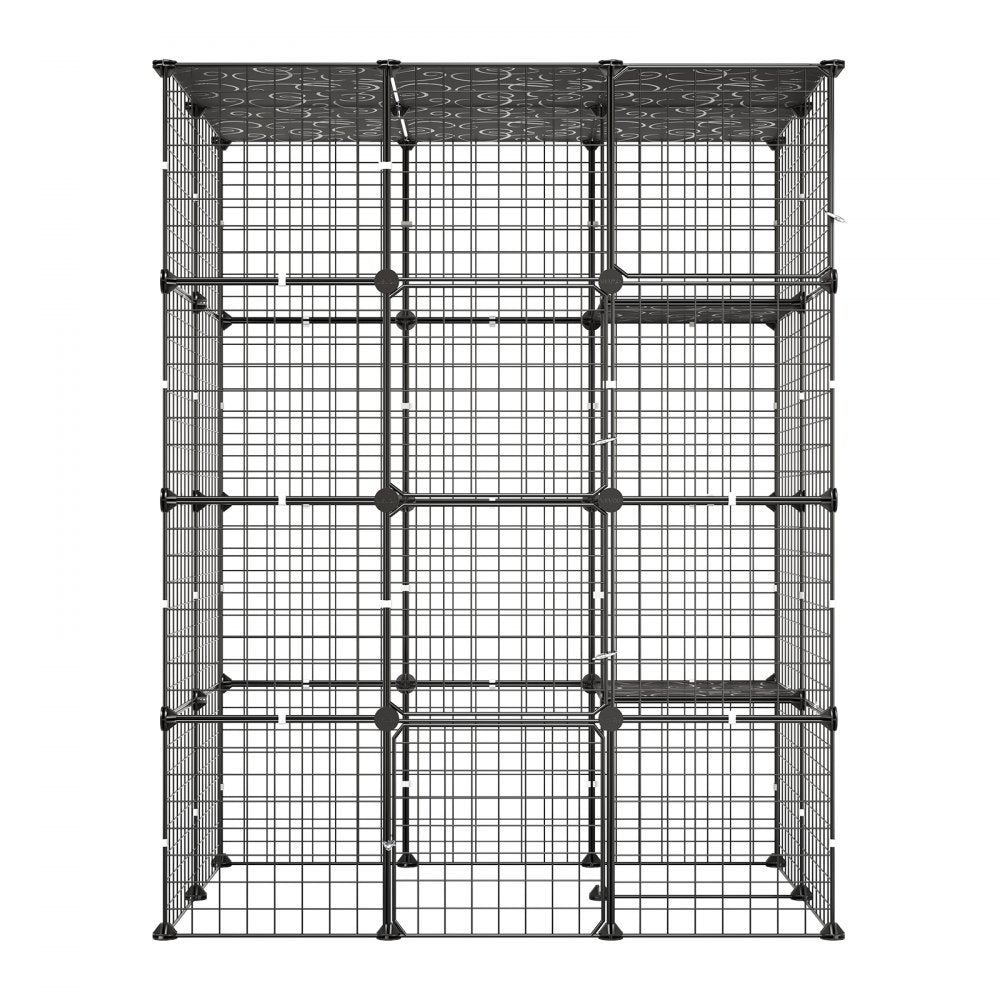 VEVOR Cat Cage 4-Tier 40.98"x27.99"x55" DIY Cat Playpen Indoor Enclosure, Detachable Metal Wire Kennel Crate with 4 Doors, Large Exercise Place Ideal for 1-2 Cats, Kittens and Small Animals, Black