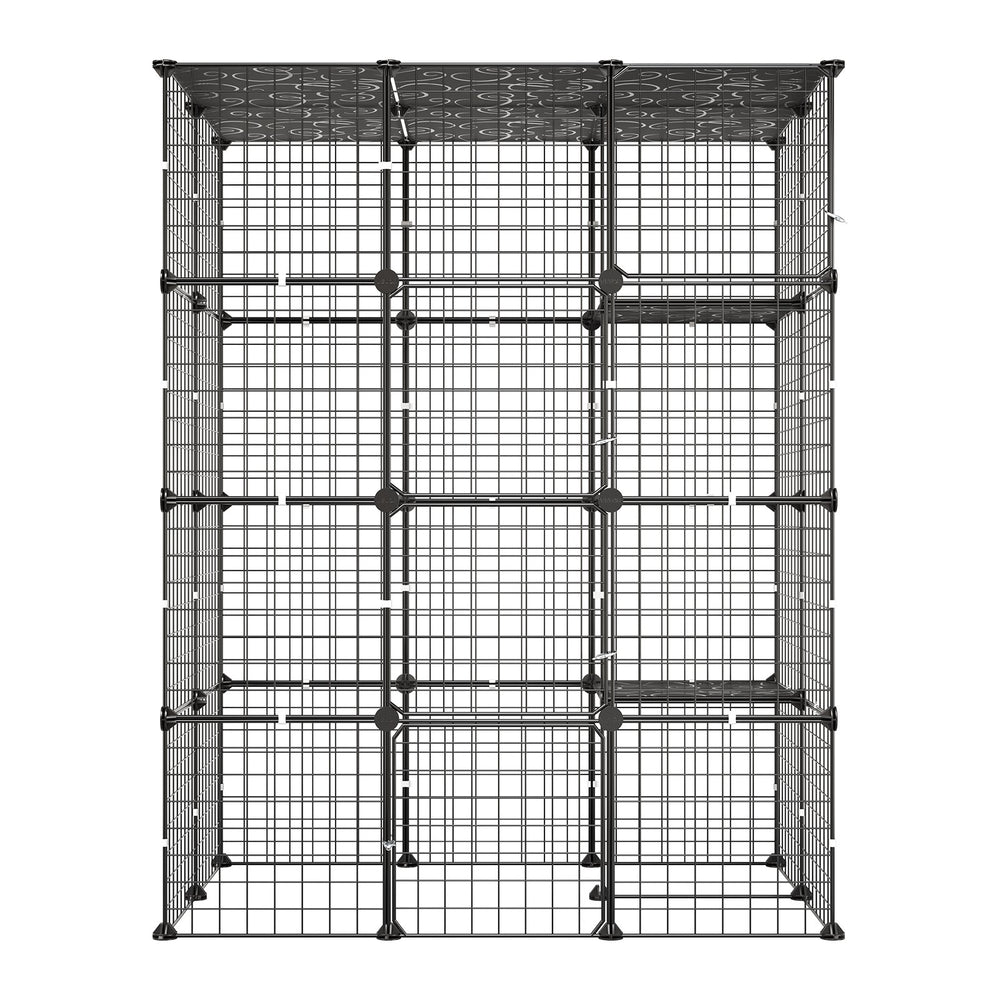 VEVOR Cat Cage 4-Tier 40.98"x27.99"x55" DIY Cat Playpen Indoor Enclosure, Detachable Metal Wire Kennel Crate with 4 Doors, Large Exercise Place Ideal for 1-2 Cats, Kittens and Small Animals, Black