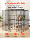 VEVOR Cat Cage 4-Tier 55"x55"x55" Large DIY Cat Playpen Indoor Enclosure, Detachable Metal Wire Kennel Crate with 3 Doors & Locks, Exercise Place Ideal for 2-3 Cats, Kittens and Small Animals, Black