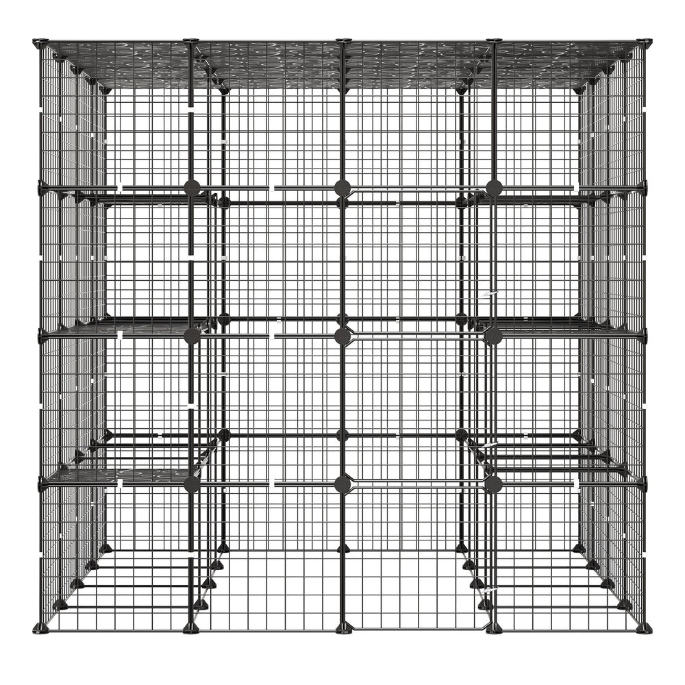 VEVOR Cat Cage 4-Tier 55"x55"x55" Large DIY Cat Playpen Indoor Enclosure, Detachable Metal Wire Kennel Crate with 3 Doors & Locks, Exercise Place Ideal for 2-3 Cats, Kittens and Small Animals, Black