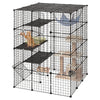 VEVOR Cat Cage 4-Tier 40.98"x40.98"x55" DIY Cat Playpen Indoor Enclosure, Detachable Metal Wire Kennel Crate with 4 Doors, Large Exercise Place Ideal for 2-3 Cats, Kittens and Small Animals, Black