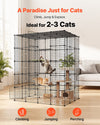 VEVOR Cat Cage 5-Tier 55"x40.98"x68.98" DIY Cat Playpen Indoor Enclosure, Detachable Metal Wire Kennel Crate with 5 Doors, Large Exercise Place Ideal for 2-3 Cats, Kittens and Small Animals, Black
