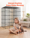 VEVOR Cat Cage 5-Tier 55"x40.98"x68.98" DIY Cat Playpen Indoor Enclosure, Detachable Metal Wire Kennel Crate with 5 Doors, Large Exercise Place Ideal for 2-3 Cats, Kittens and Small Animals, Black