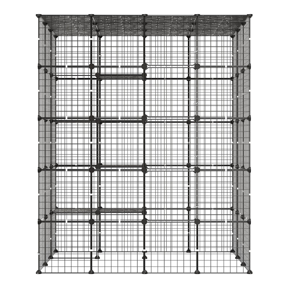 VEVOR Cat Cage 5-Tier 55"x40.98"x68.98" DIY Cat Playpen Indoor Enclosure, Detachable Metal Wire Kennel Crate with 5 Doors, Large Exercise Place Ideal for 2-3 Cats, Kittens and Small Animals, Black