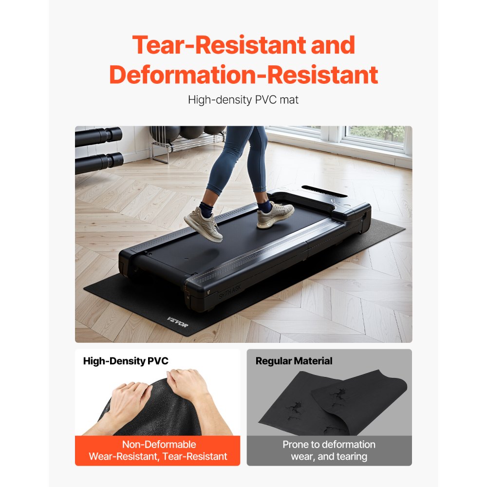 VEVOR Treadmill Mat for Carpet Floor, 23.62" x 51.18" x 0.16" Exercise Equipment Mat for Elliptical and Walking Pad, High Density PVC Floor Protector, Waterproof and Non-slip for Home Gym