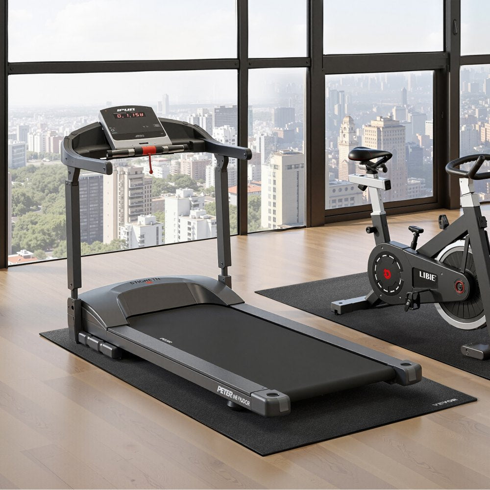 VEVOR Treadmill Mat for Carpet Floor, 1/4" Thick, 30" x 60" Exercise Equipment Mat for Treadmills, Stationary & Recumbent Bikes, High Density PVC Floor Protector, Waterproof and Non-slip for Home Gym